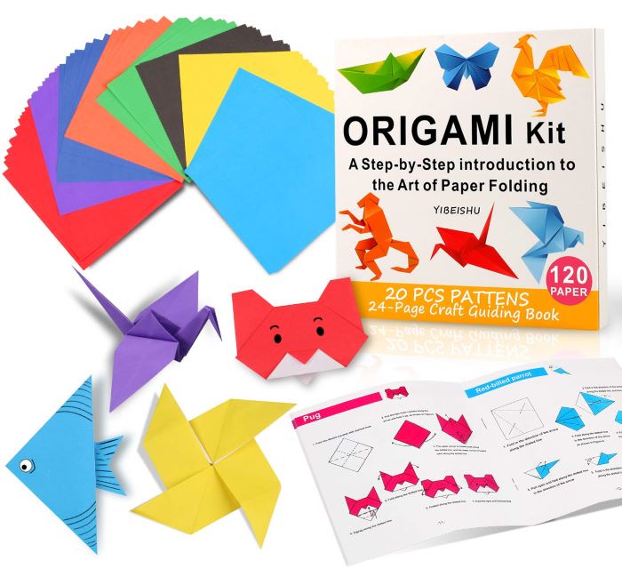 Introduce the ancient art of origami with a colorful origami paper set.