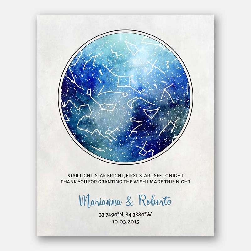 Star map of your wedding night